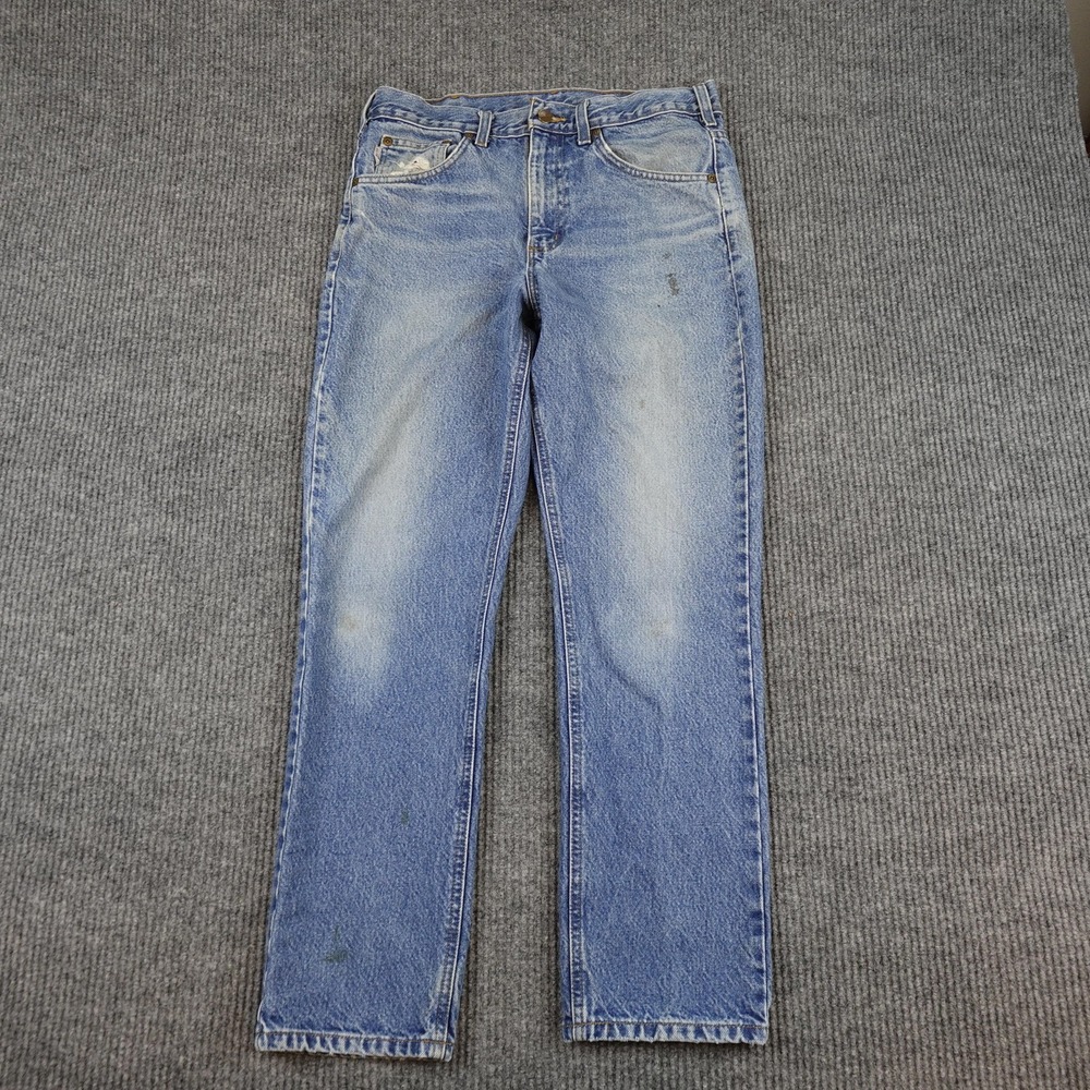 Carhartt Jeans Mens 32x29 Light Wash Blue Regular Straight Denim Workwear